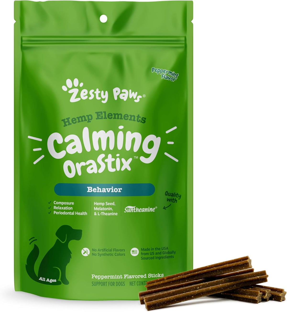 Zesty Paws OraStix for Dogs - Calming Dental Sticks for Stress with Hemp Melatonin Chamomile Dog Healthy Teeth and Gums Calm Composure for Fireworks and Thunderstorms - 25oz - Image 10