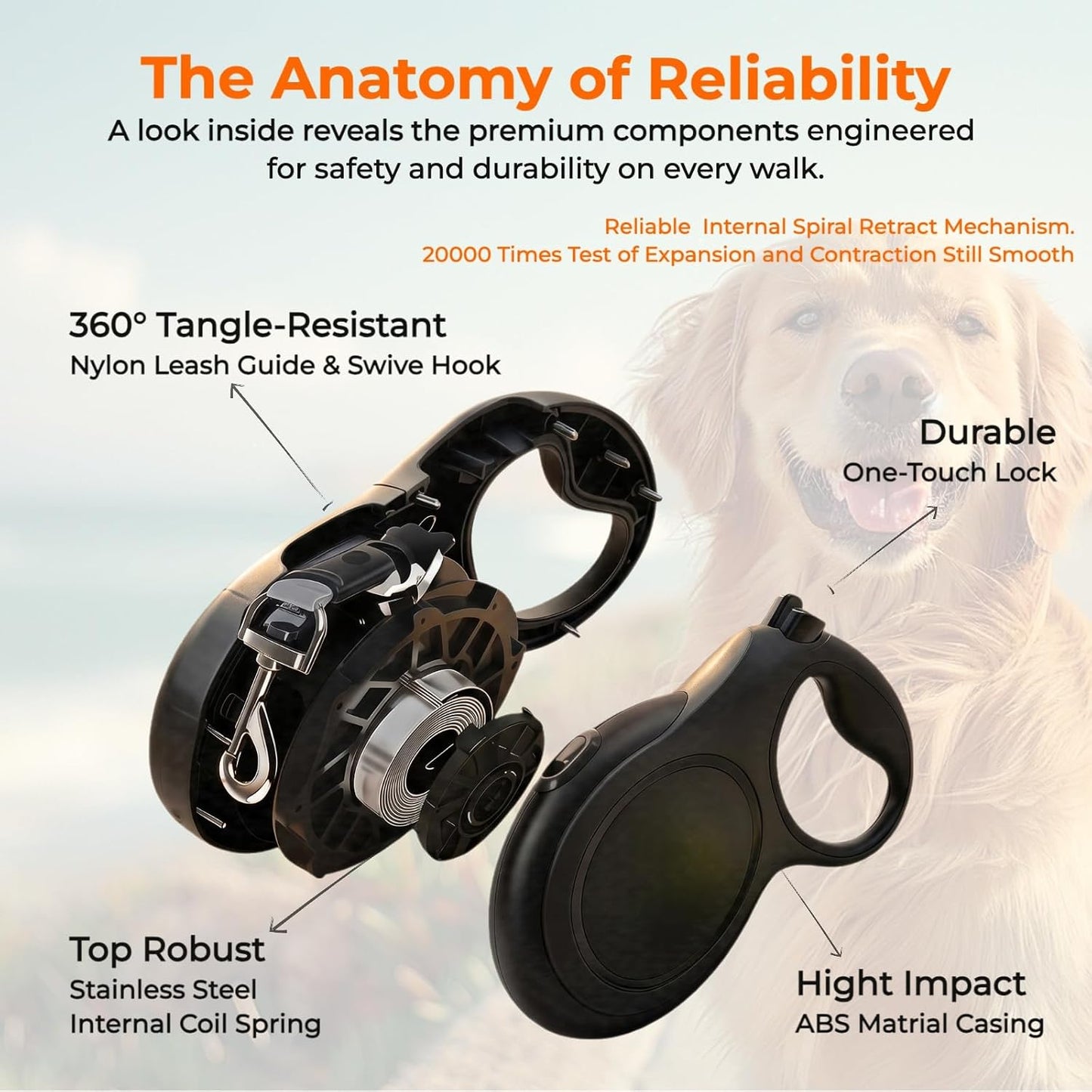 Durable 8 meter nylon tape for large dogs