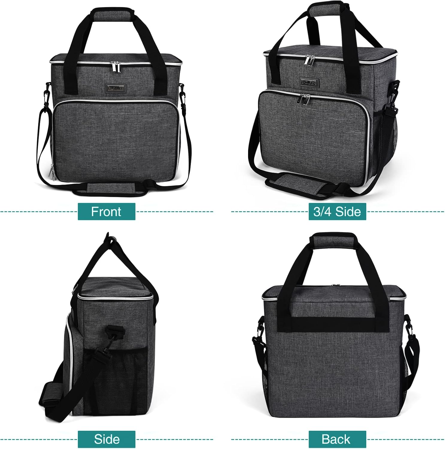 BAGLHER pet travel bag with front flap open acting as a portable feeding station.
