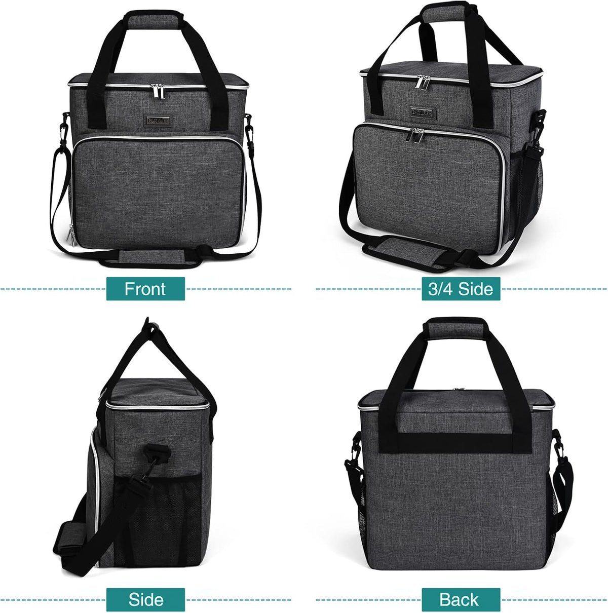 BAGLHER pet travel bag with front flap open acting as a portable feeding station.