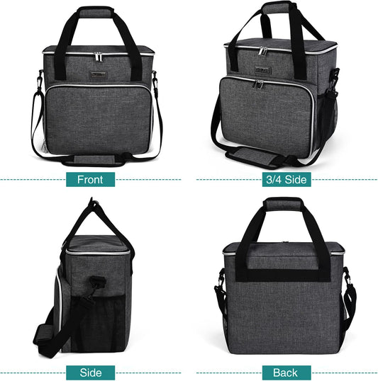 BAGLHER pet travel bag with front flap open acting as a portable feeding station.