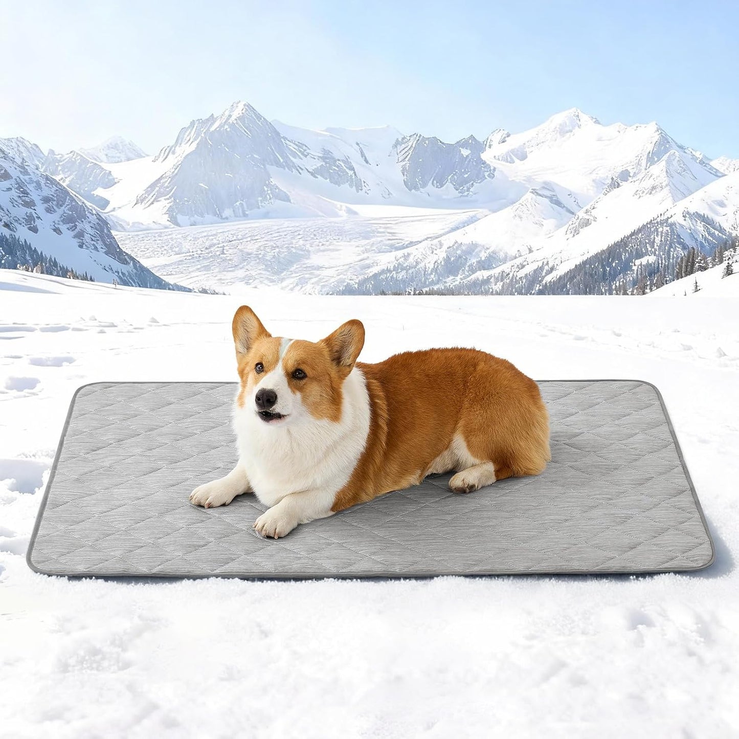COZY KISS dog cooling mat front view displaying gray waterproof fabric