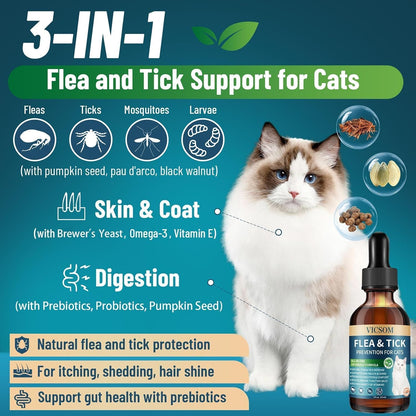 Carmelie herbal cat flea liquid drops with salmon flavor packaging