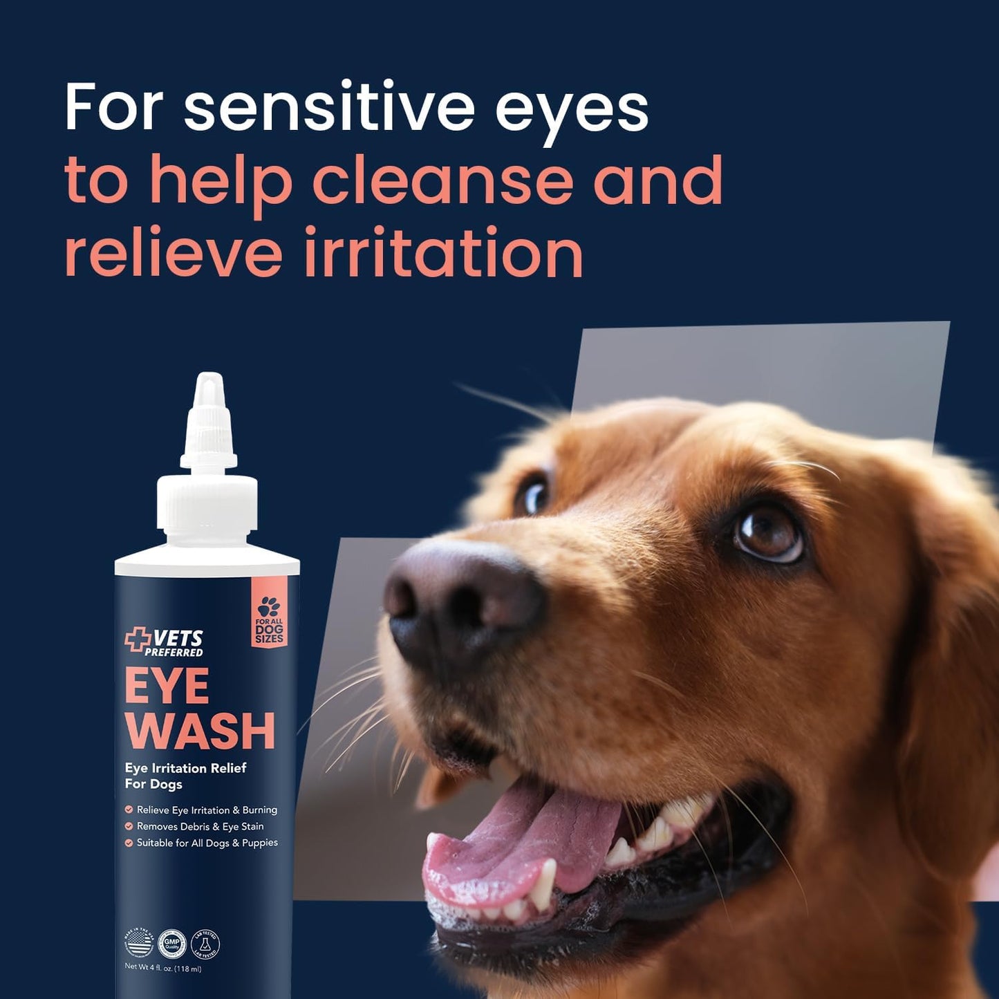 Gentle boric acid eye wash for puppies and adult dogs