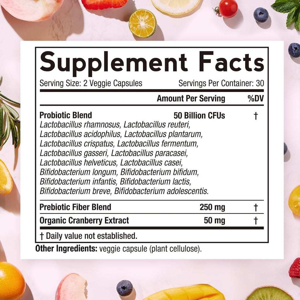 Doctor's Recipes Women's Probiotic capsule count and daily serving details
