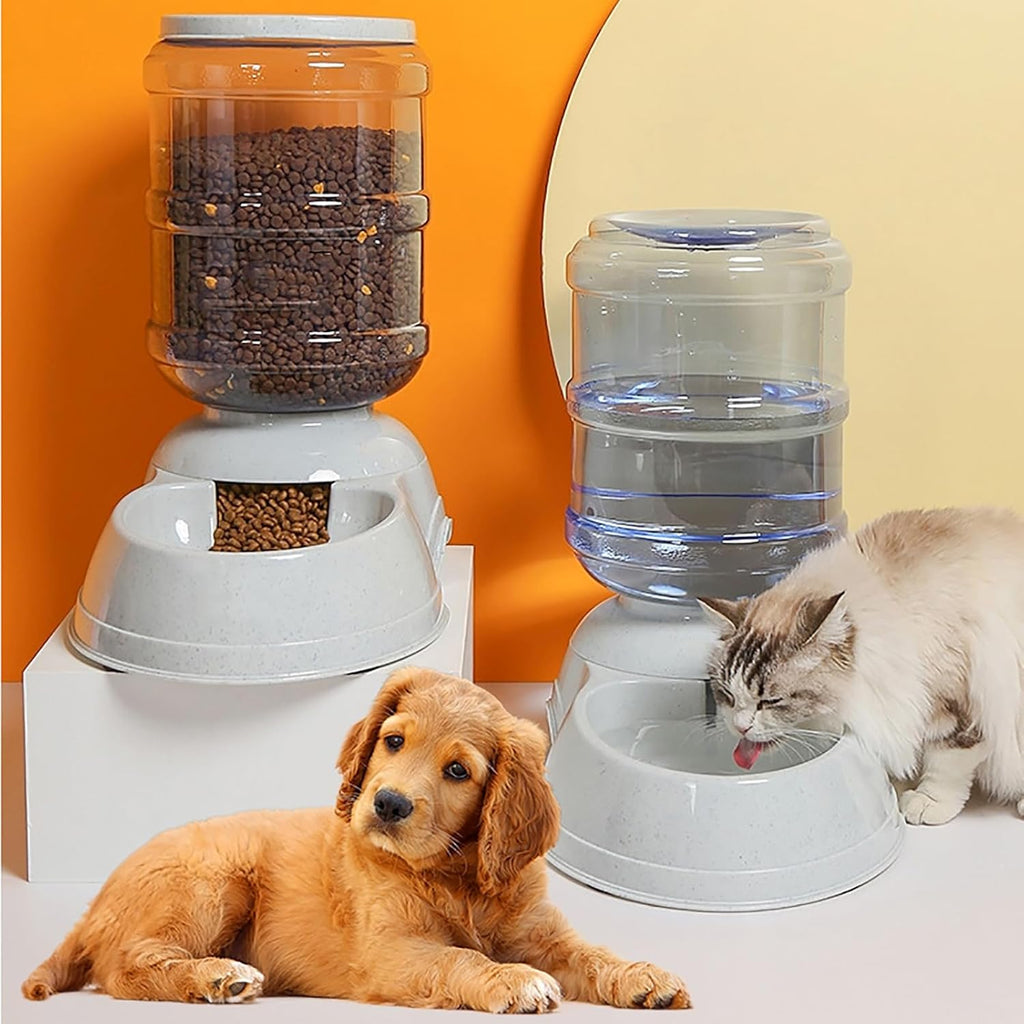 Leptzoa automatic dog food storage station alongside the matching eleven Litre water bowl