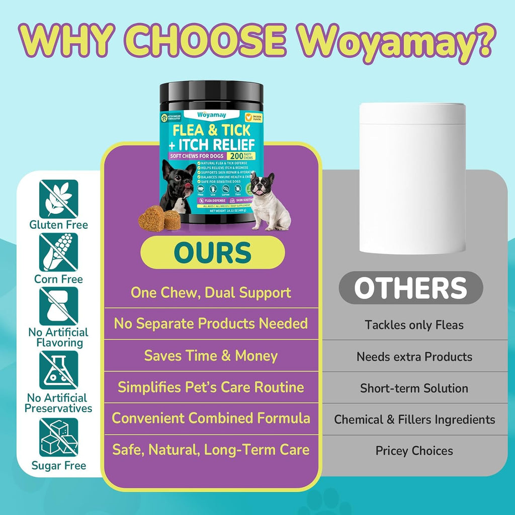 Woyamay four in one total wellness flea defense soft treats for puppies