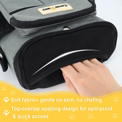 Cover Geny treat bag showing cross design opening mechanism