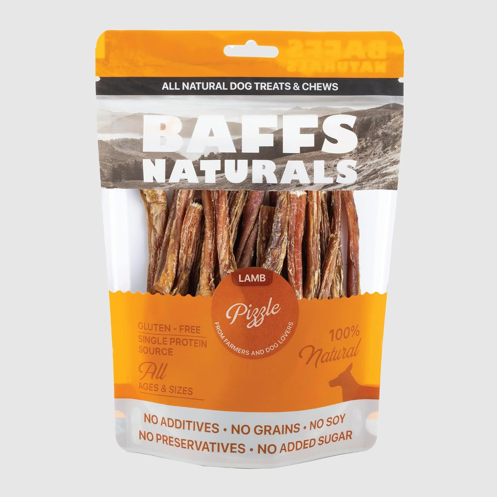 Baffs Naturals Lamb Pizzle Sticks dog treats front view
