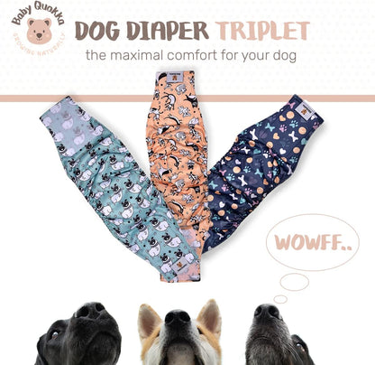 Baby Quokka washable dog diaper showing the inner soft jersey moisture wicking layer