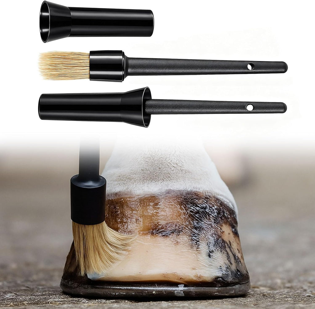 Ferrochef horse hoof oil brush set front view showing black applicators with caps.
