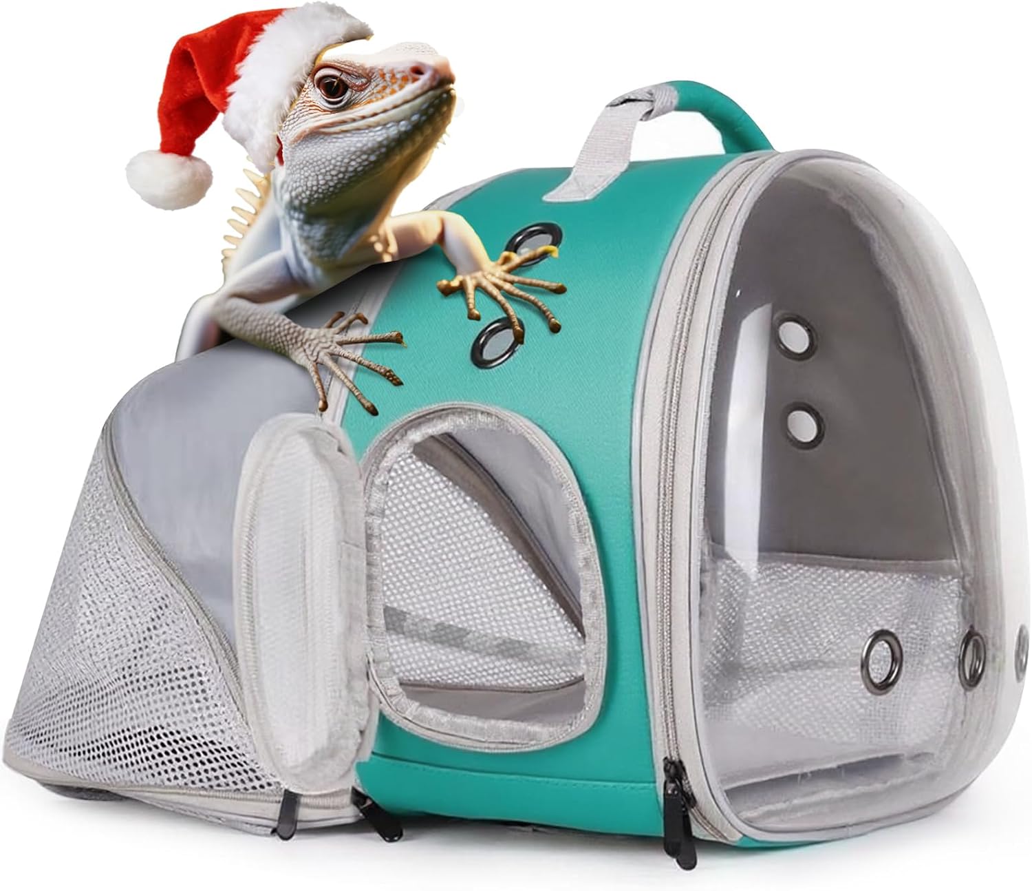 WEVONIGU Scratch-Resistant Bearded Dragon Backpack Foldable Gecko Carrier Ventilation Travel Bag with Clear View Window Dual Carry Cage Options for Travel Hiking & Vet Visits - Image 12