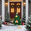 Festive holiday goose costume with star topper for outdoor garden decor