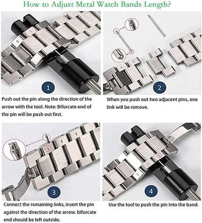Top angle view of the universal watch strap pin remover tool with its textured ergonomic edges.