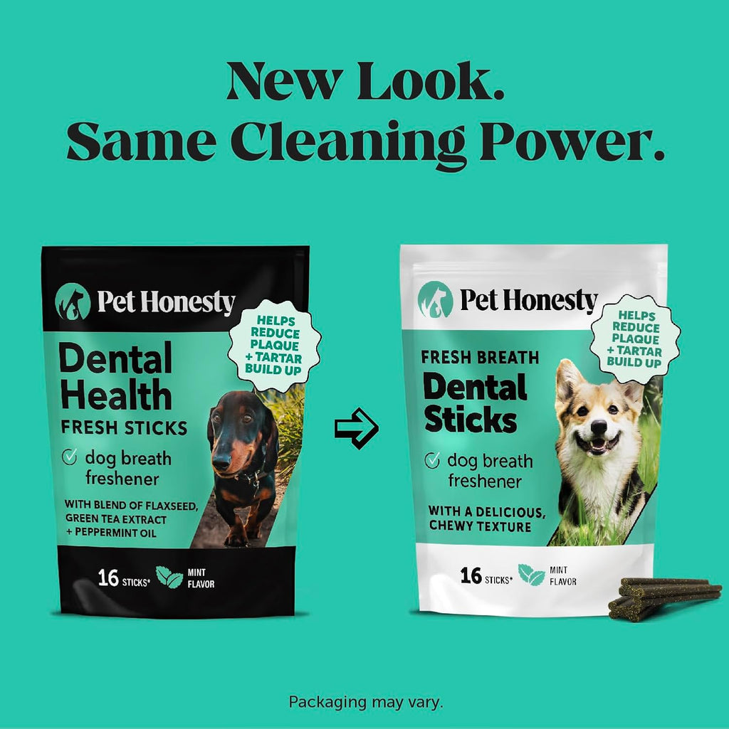 Back view of Pet Honesty dental sticks packaging