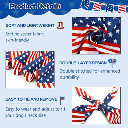 Vivifying pet scarves two pack showing reversible patriotic star patterns