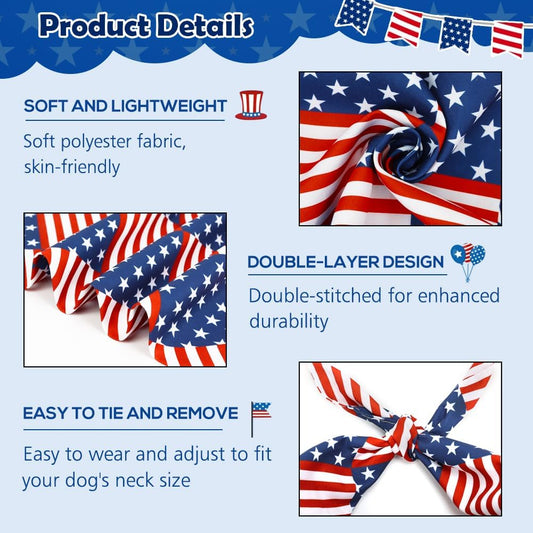 Vivifying pet scarves two pack showing reversible patriotic star patterns