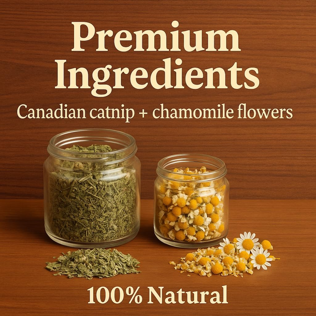 DesertUSA catnip and chamomile calming formula back label showing instructions