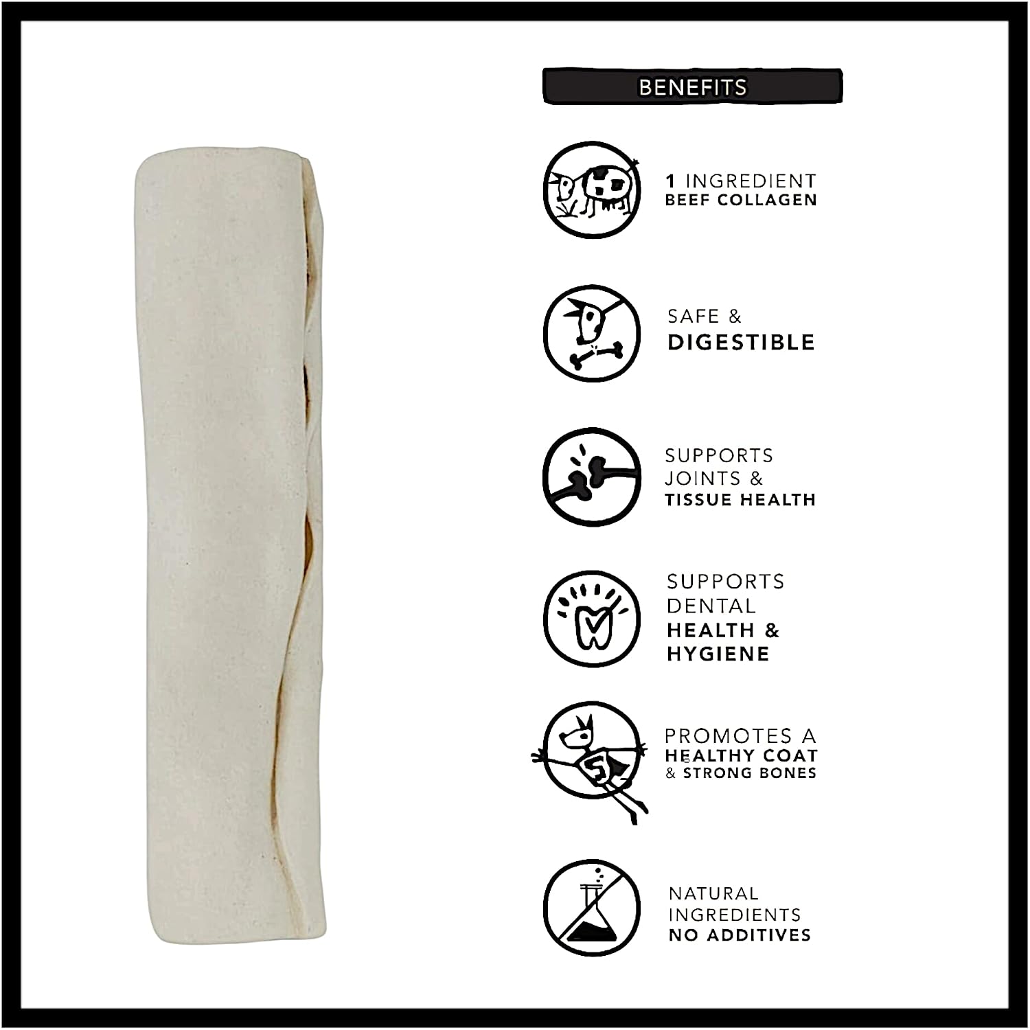 Collagen rich rawhide retriever rolls for aggressive chewers