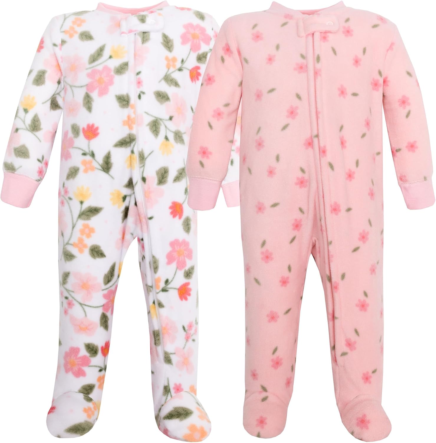 Hudson Baby Unisex Fleece Sleep and Play front view showing zipper