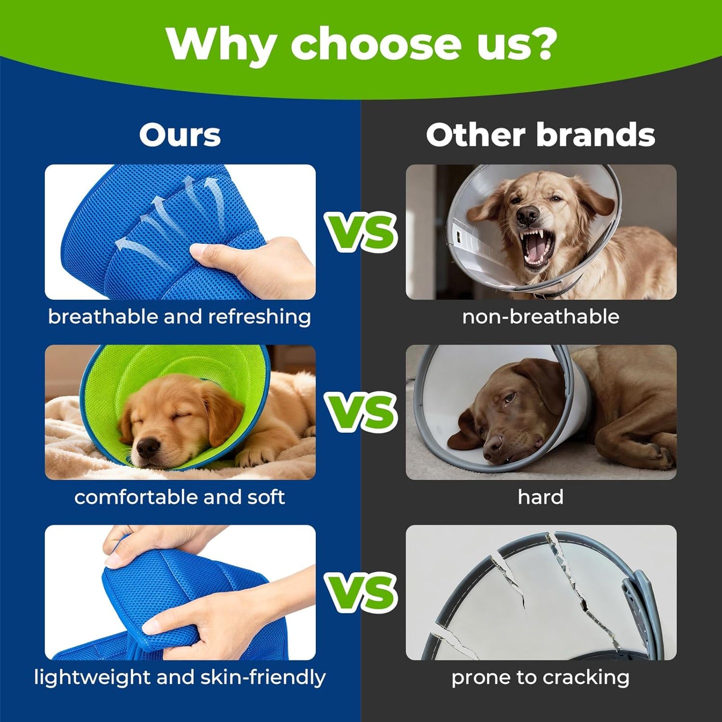 Autrous washable pet recovery cone for medium dogs side view