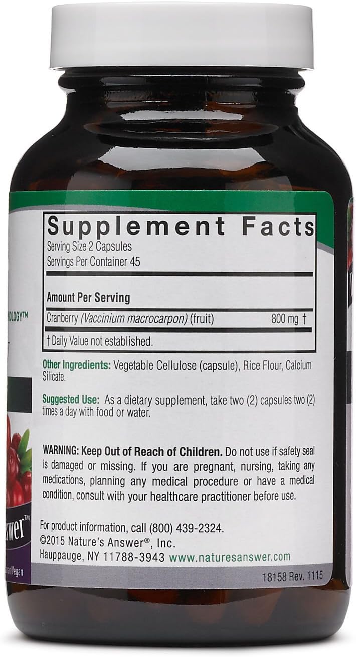Nature's Answer Cranberry Fruit | Dietary Supplement | Supports Urinary Tract and Immune Systems | Vegetarian, Kosher Certified & Vegan | 90 Capsules | Single Count - Image 2