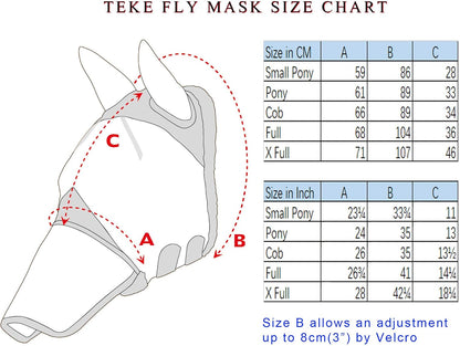 T TEKE Fine Mesh Horse Fly Mask w/Ears, UV Blocking 3D Eye Visor with Extra Fleece Cushioned Forehead, Protection from Insect Pests - Image 9
