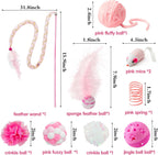 MALLMALL6 feather teaser wand and pink mice toys for indoor cats
