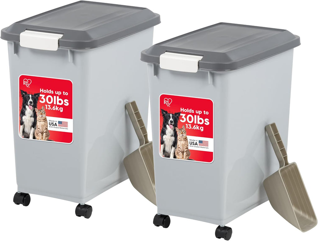 IRIS USA Dog Food Storage Container, 2 Pack, Up to 30 lbs Each, Airtight Seal for Freshness, Wheels for Rolling, Easy One Hand Opening, Made in USA, BPA Free, Clear/Black - Image 12