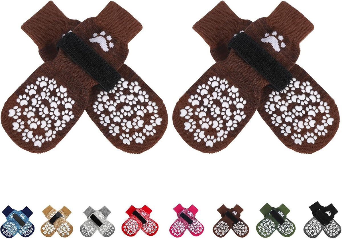 Expawlorer dog socks set with removable straps laid out flat