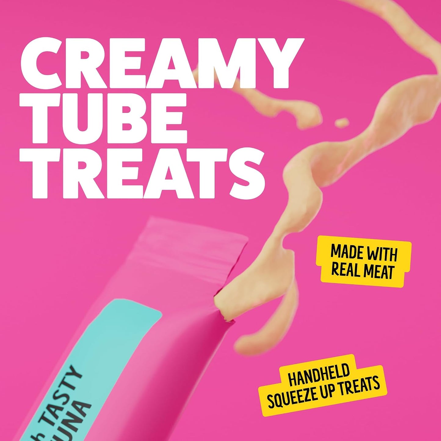 Handheld Bonkers cat treat tube showing creamy texture