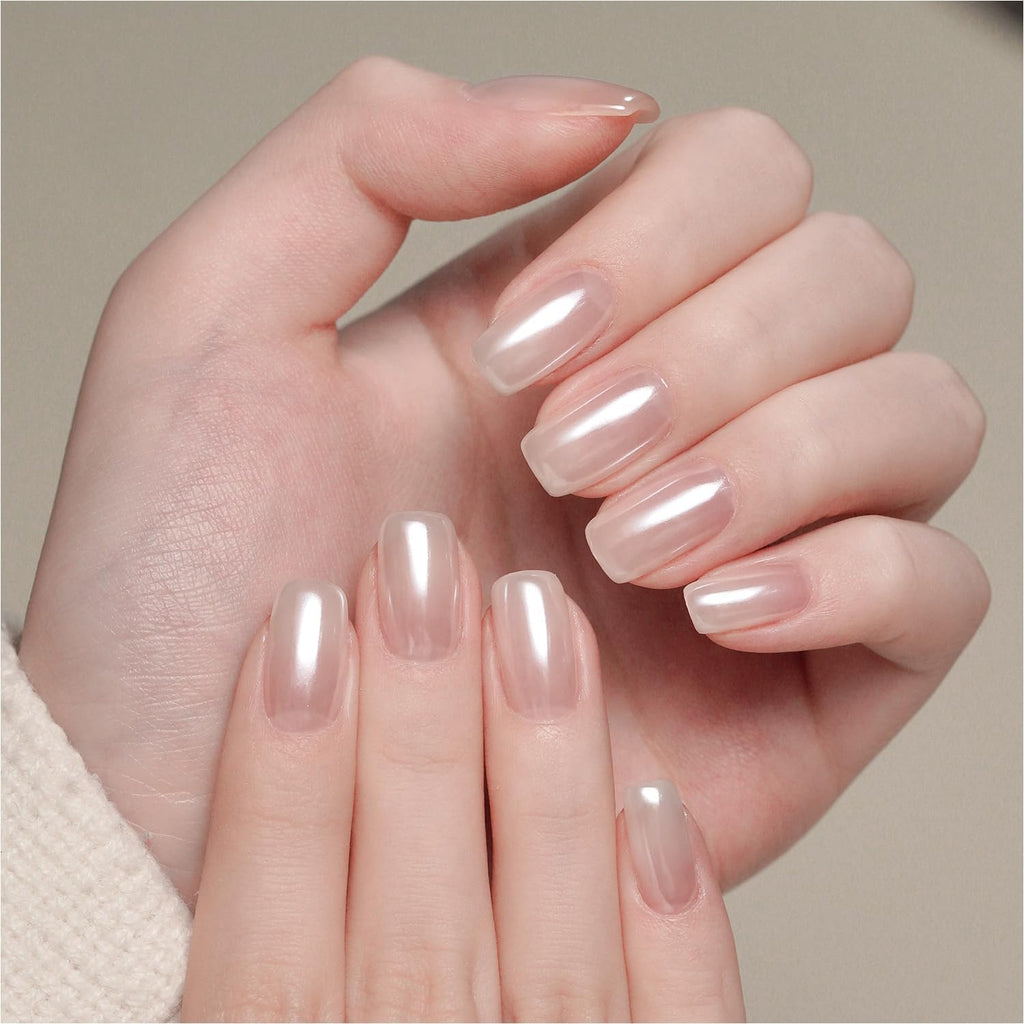 GAOY White Pearl Chrome Nail Powder front view bottle