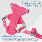 Close up of breathable air mesh fabric on pink cat walking harness