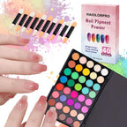Haiolorpro pigment powder for nails front view of 40 colors palette
