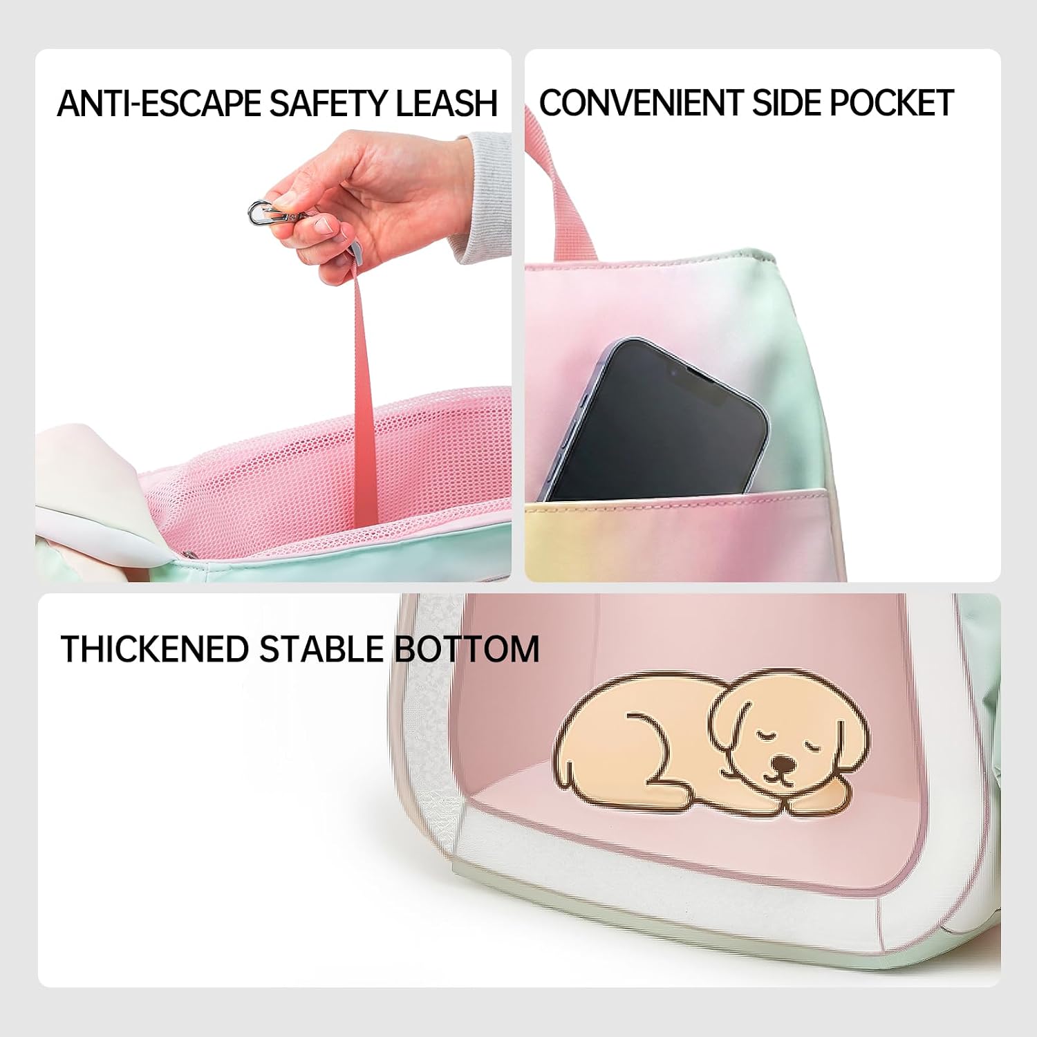 Interior view of Touchdog pet purse showing pearl cotton padding