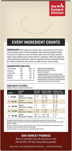 The Honest Kitchen Wholemade Beef and Salmon dog food ingredients label