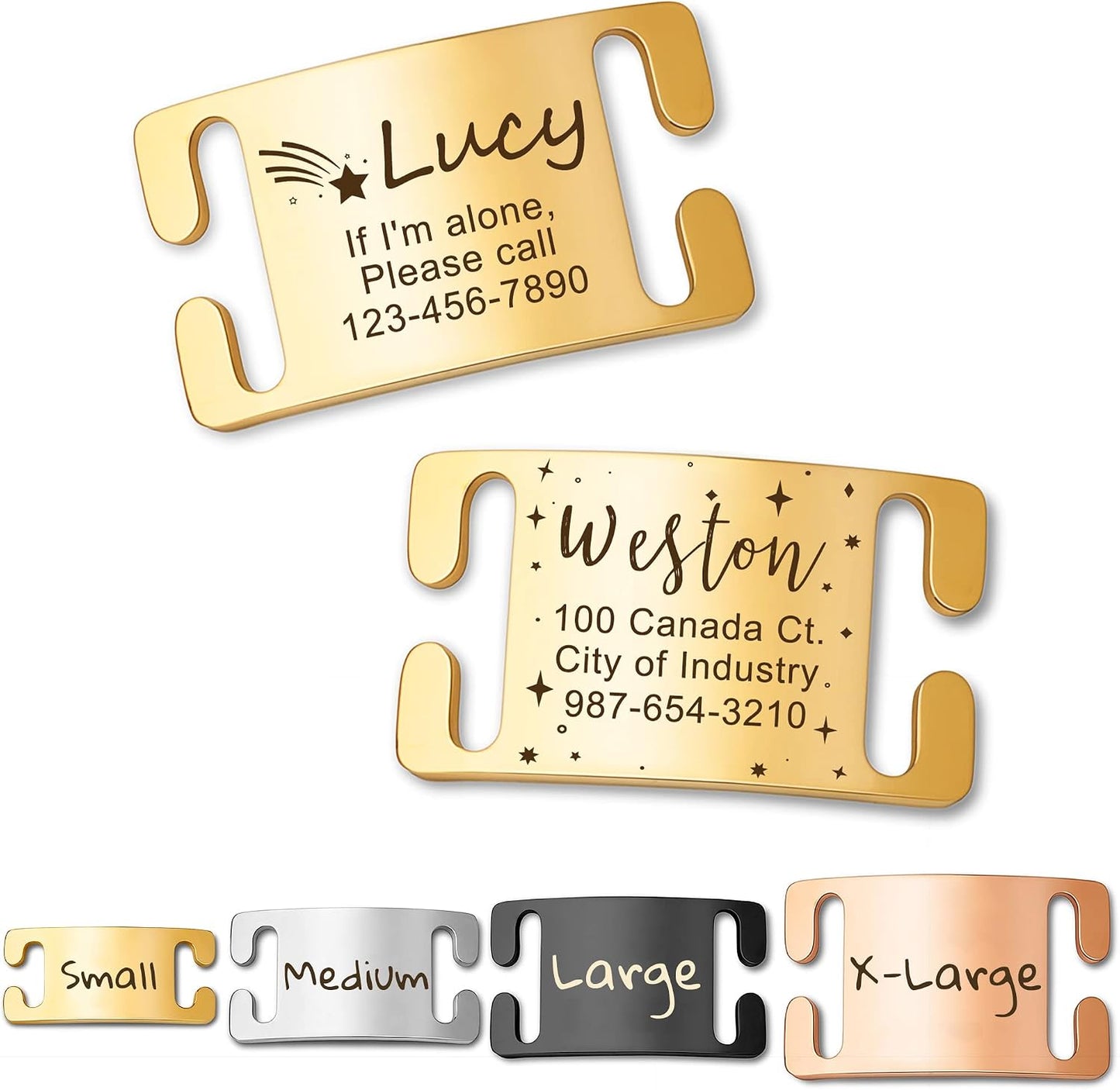 Anavia Slide On Silent Pet ID Tags, Fun Wild Flower Frame Design Personalized Engraved Plated Stainless Steel Cat Dog Name Tags, Glossy Customized Chew-Proof Quiet Dog Collar Tags (Small, Black) - Image 10