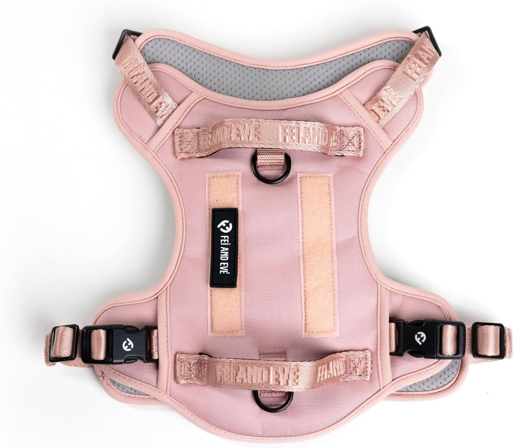 Fei & Eve Classic Dog Harness | 3-Point No-Pull Control, Dual Handle Support, Durable 900D Nylon, Tactical Patch Panel, Heavy Duty, Large (Pink) - Image 9