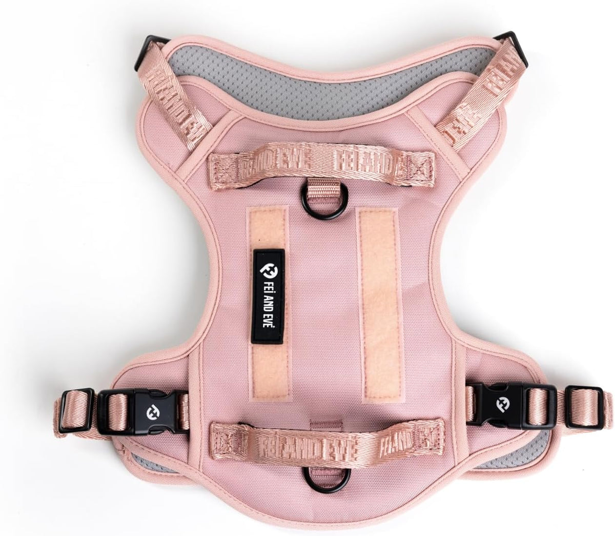 Fei & Eve Classic Dog Harness | 3-Point No-Pull Control, Dual Handle Support, Durable 900D Nylon, Tactical Patch Panel, Heavy Duty, Large (Pink) - Image 9