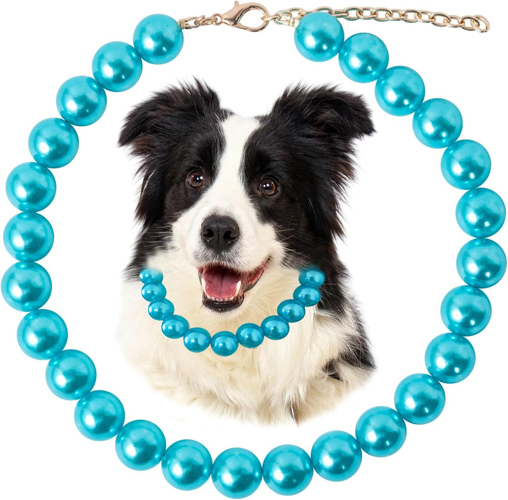Pearl Collar Beaded Dog Collar Necklace Coloful Beads Adjustable Rhinestone Jewelry Pet Pearl Collar for Small, Medium/Large Dogs18"+3",Coloful Pearl - Image 13