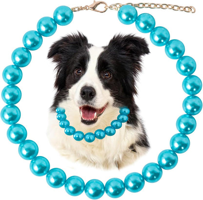 Pearl Collar Beaded Dog Collar Necklace Coloful Beads Adjustable Rhinestone Jewelry Pet Pearl Collar for Small, Medium/Large Dogs18"+3",Coloful Pearl - Image 13