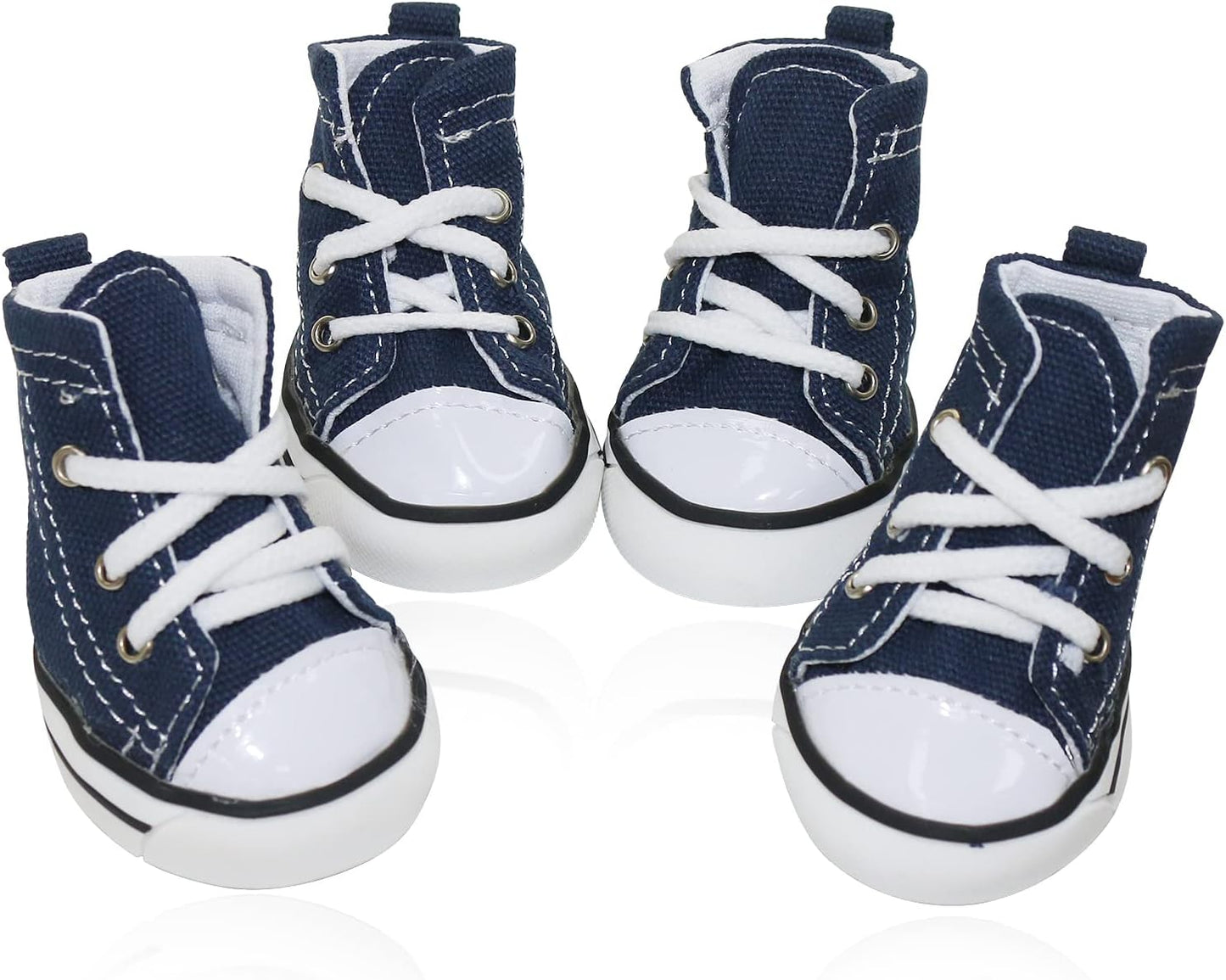 Besuntek Pet Dog Shoes front view showing denim canvas design