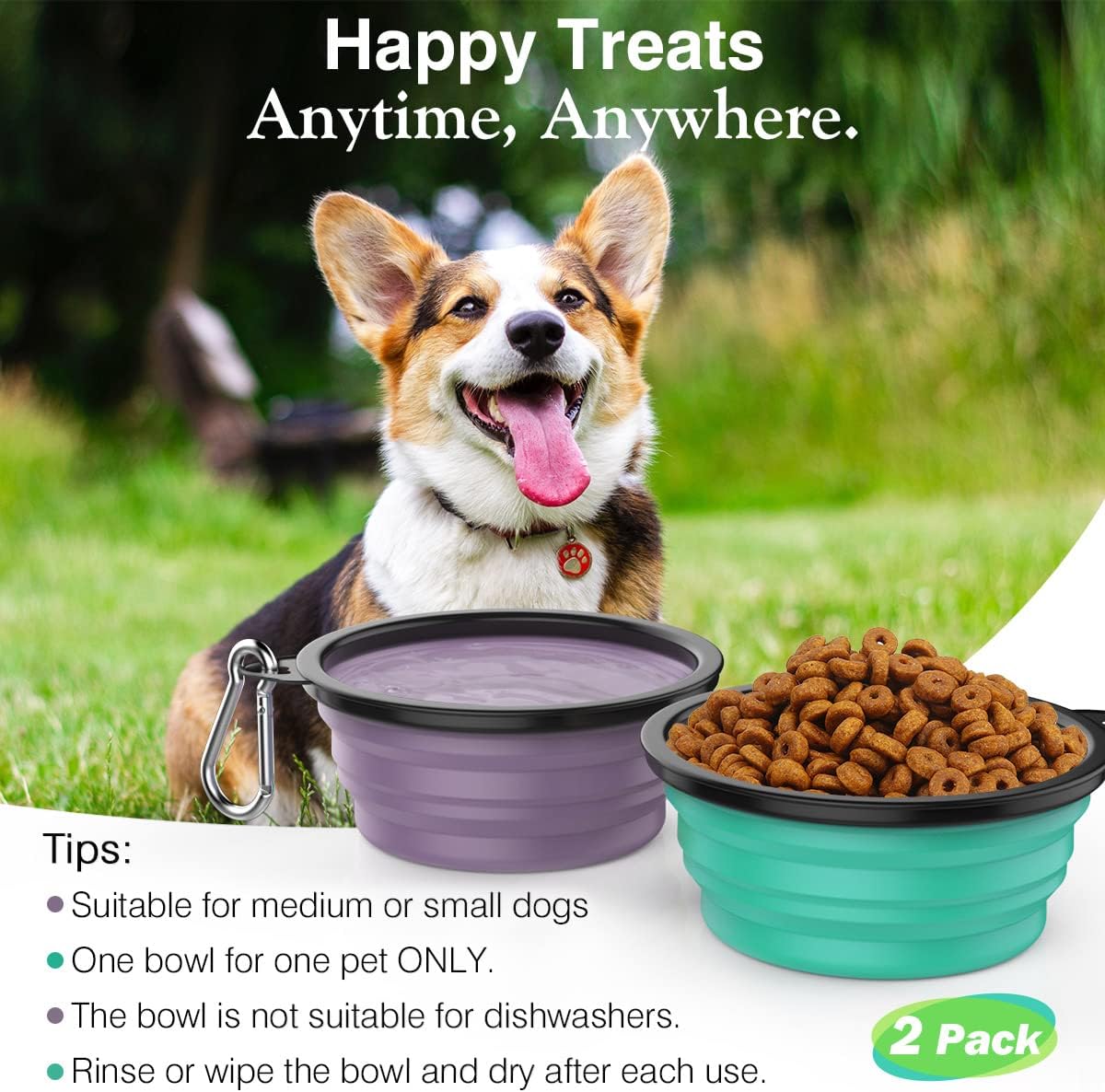 Pawaboo collapsible water feeder with lid being used as a pet fruit cutting board