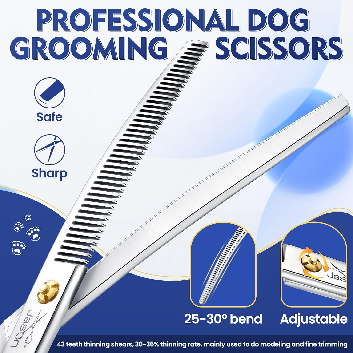 JASON imported USA dog grooming scissors for blending and shaping pet coats