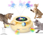 ORSDA Cat Toy, 3-in-1 Automatic Interactive Electronic Moving Ambush Feather, Fluttering Butterfly, Track Balls, USB Rechargeable Powered Smart Indoor Exercise Kicker - Image 11