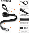 Close up of the TwoEar reflective nylon leash highlighting the neon night safe stitching threads.
