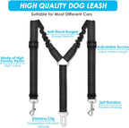 Adjustable Y-shape dog seat belt splitter for two pets