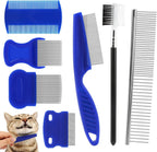 Durable anti-slip handle design on the professional pet flea comb kit.
