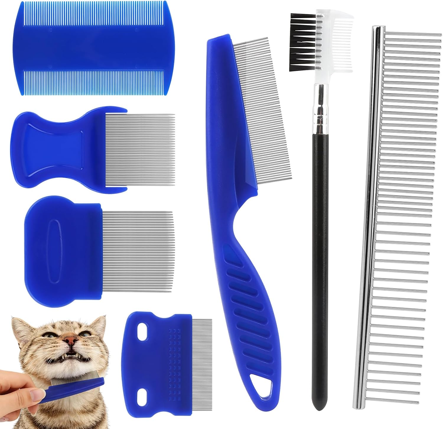 Durable anti-slip handle design on the professional pet flea comb kit.