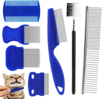 Durable anti-slip handle design on the professional pet flea comb kit.